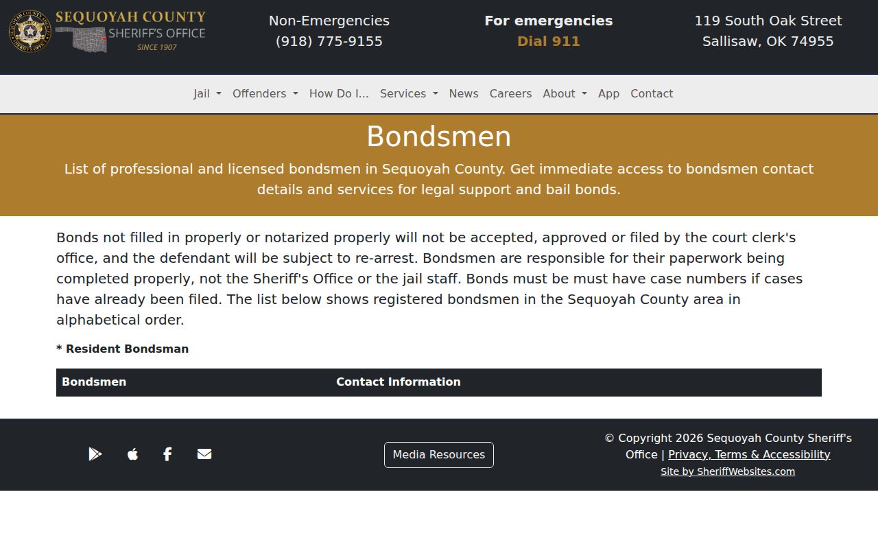 Sequoyah County bond document rules affecting same-day jail release
