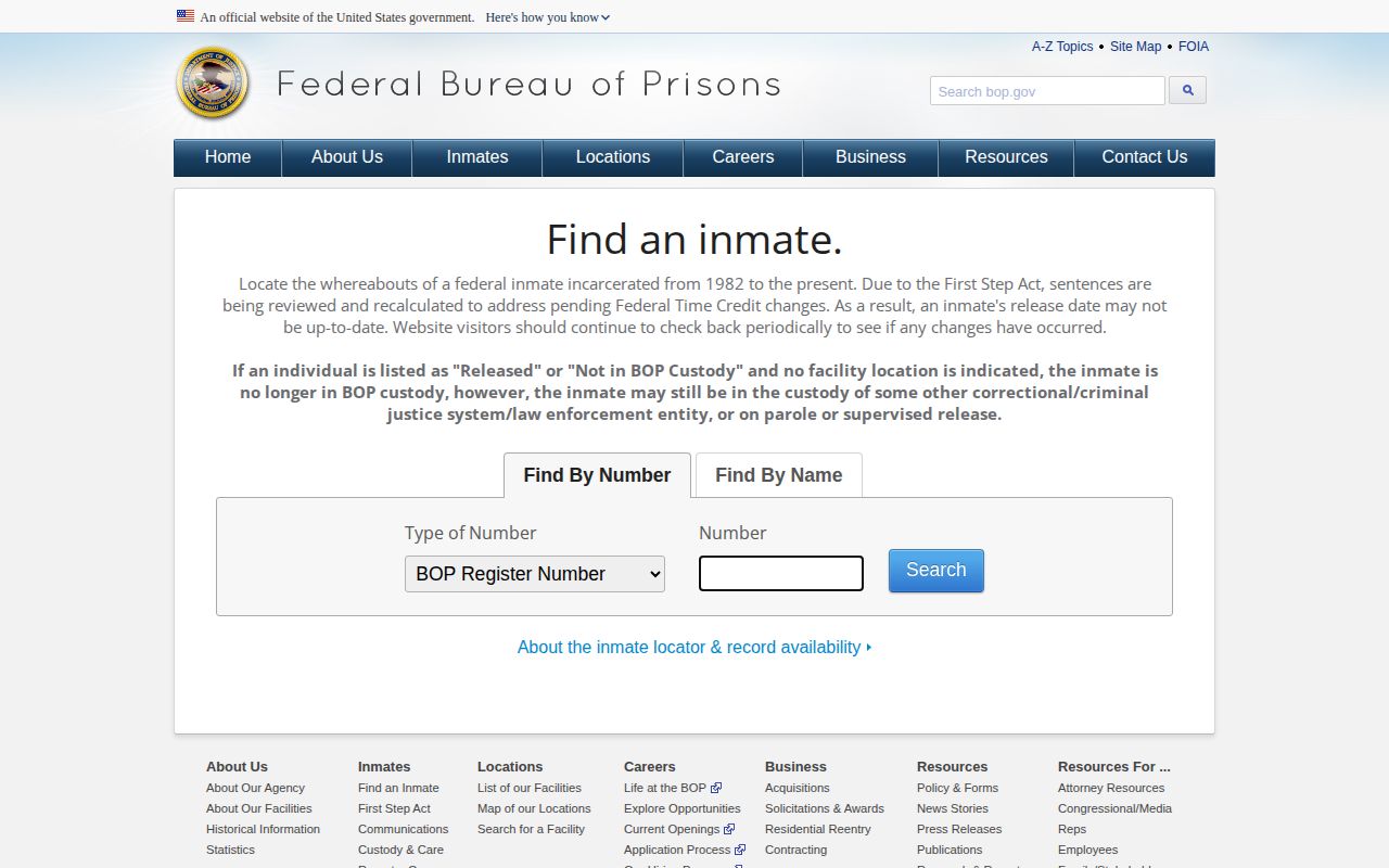 Federal inmate release locator for a Sequoyah County federal custody path